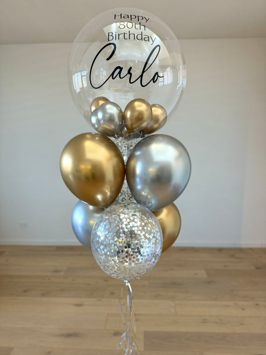 Personalised Balloon Bouquet - Silver and Gold