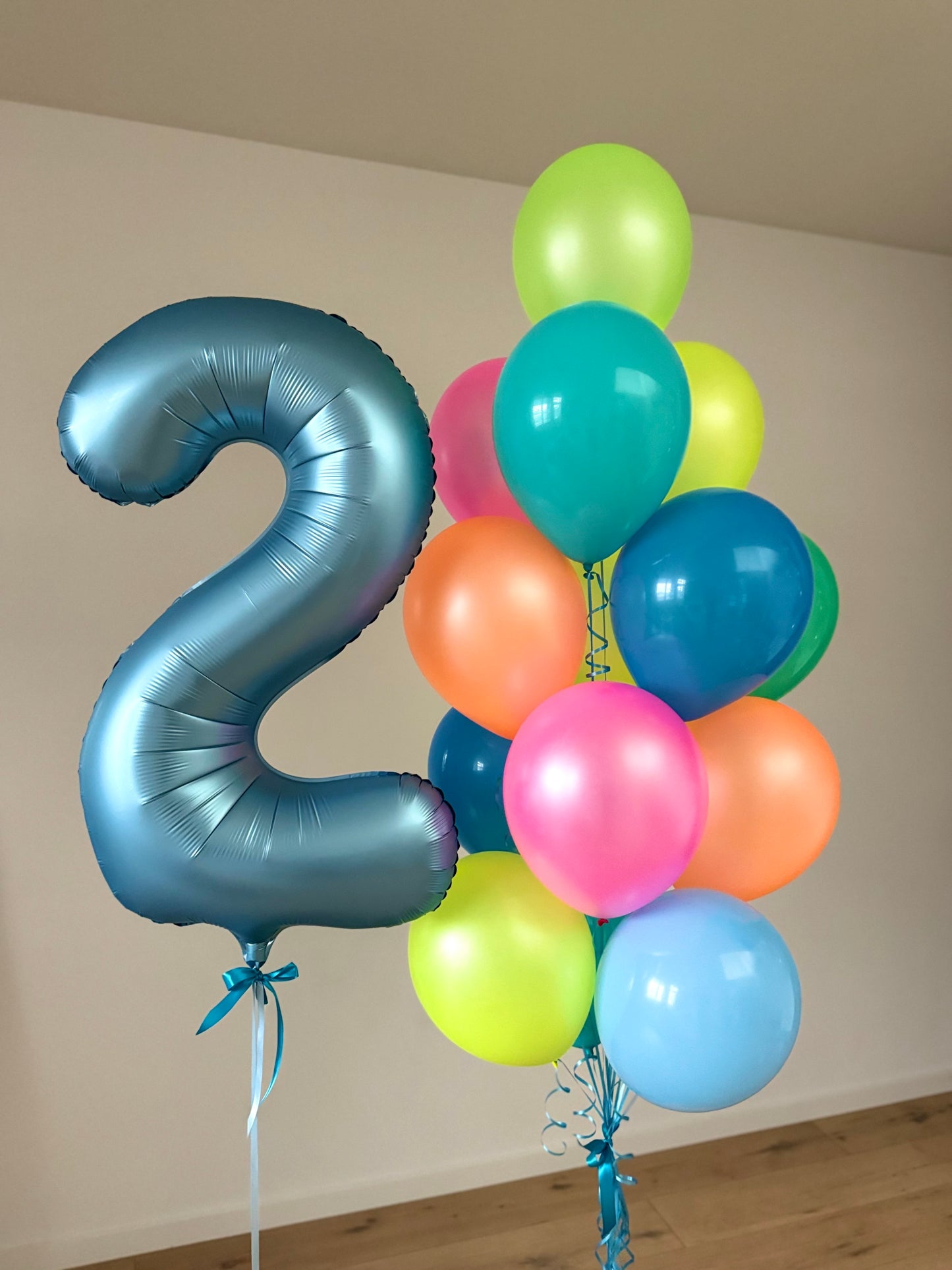 Numbers & 1 Balloon Bouquet - Mixed Colours