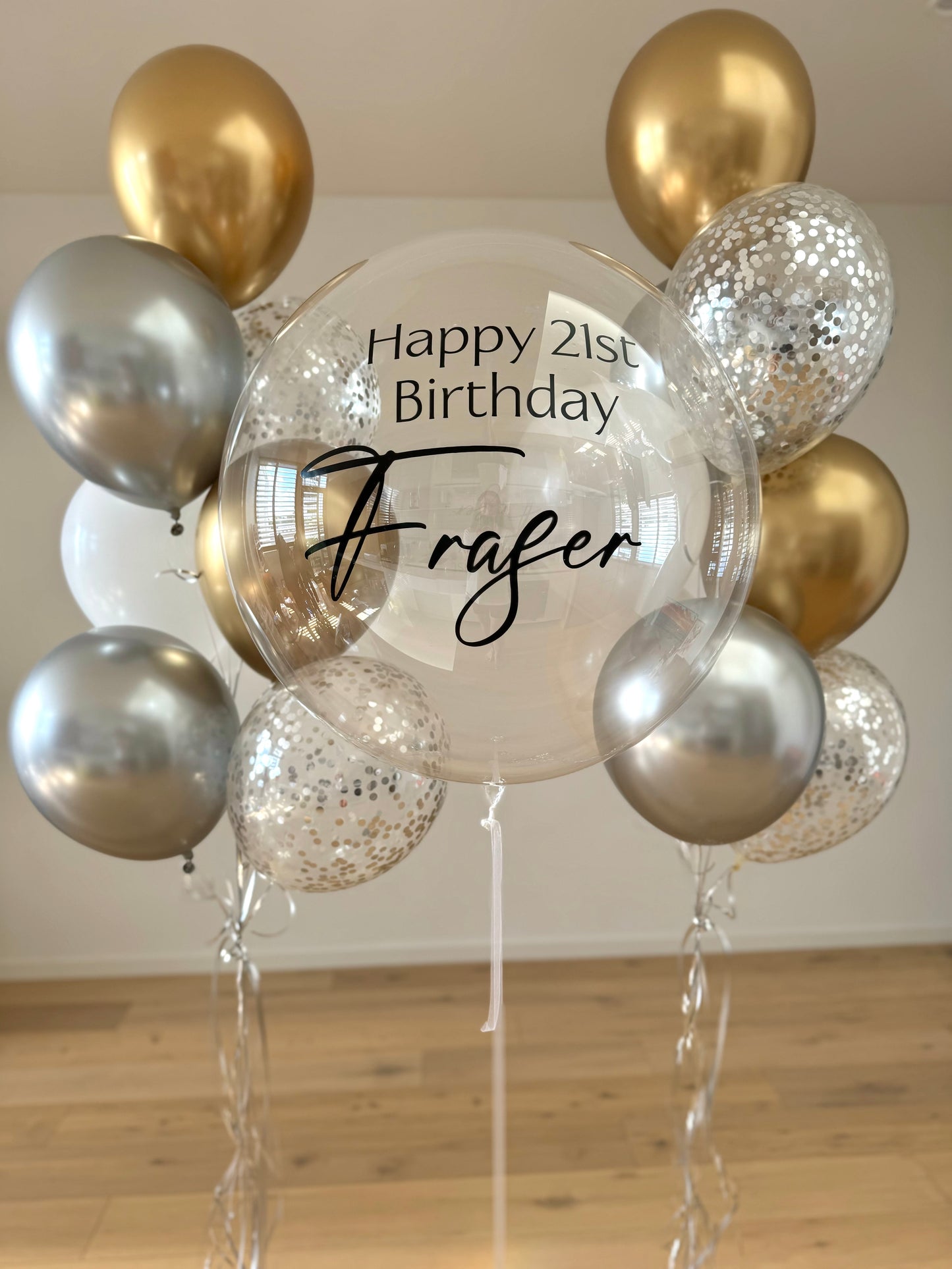 Luxury Gold and Silver Balloon Bouquet