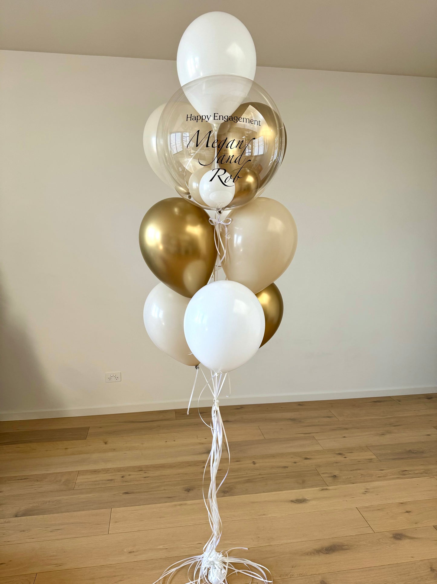 Personalised Balloon Bouquet - Gold, Beige, White