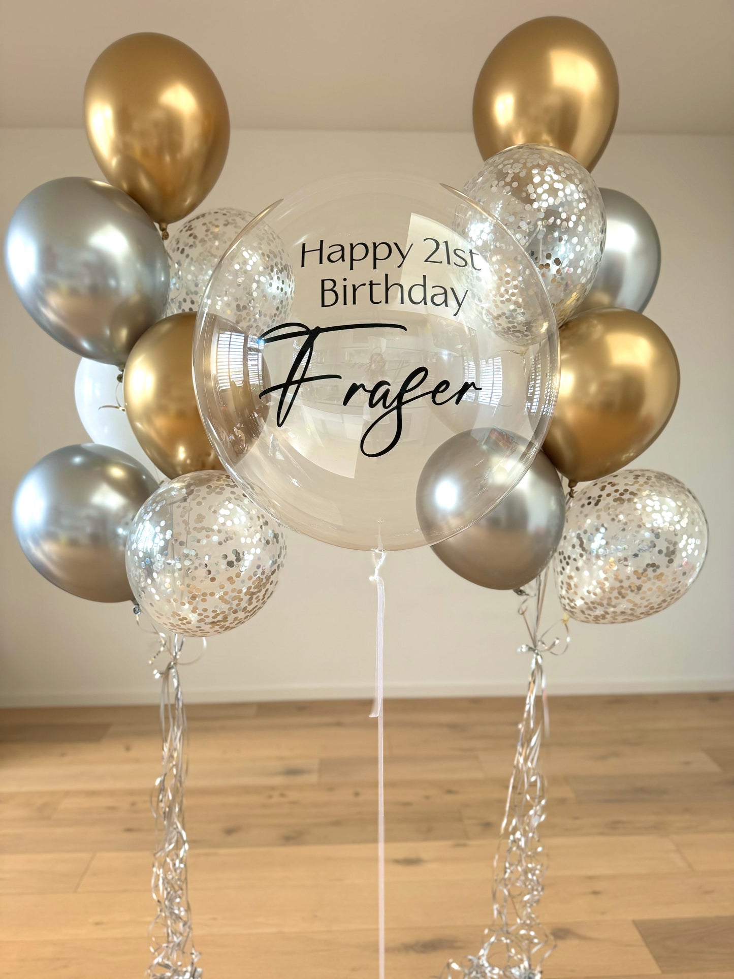 Luxury Gold and Silver Balloon Bouquet