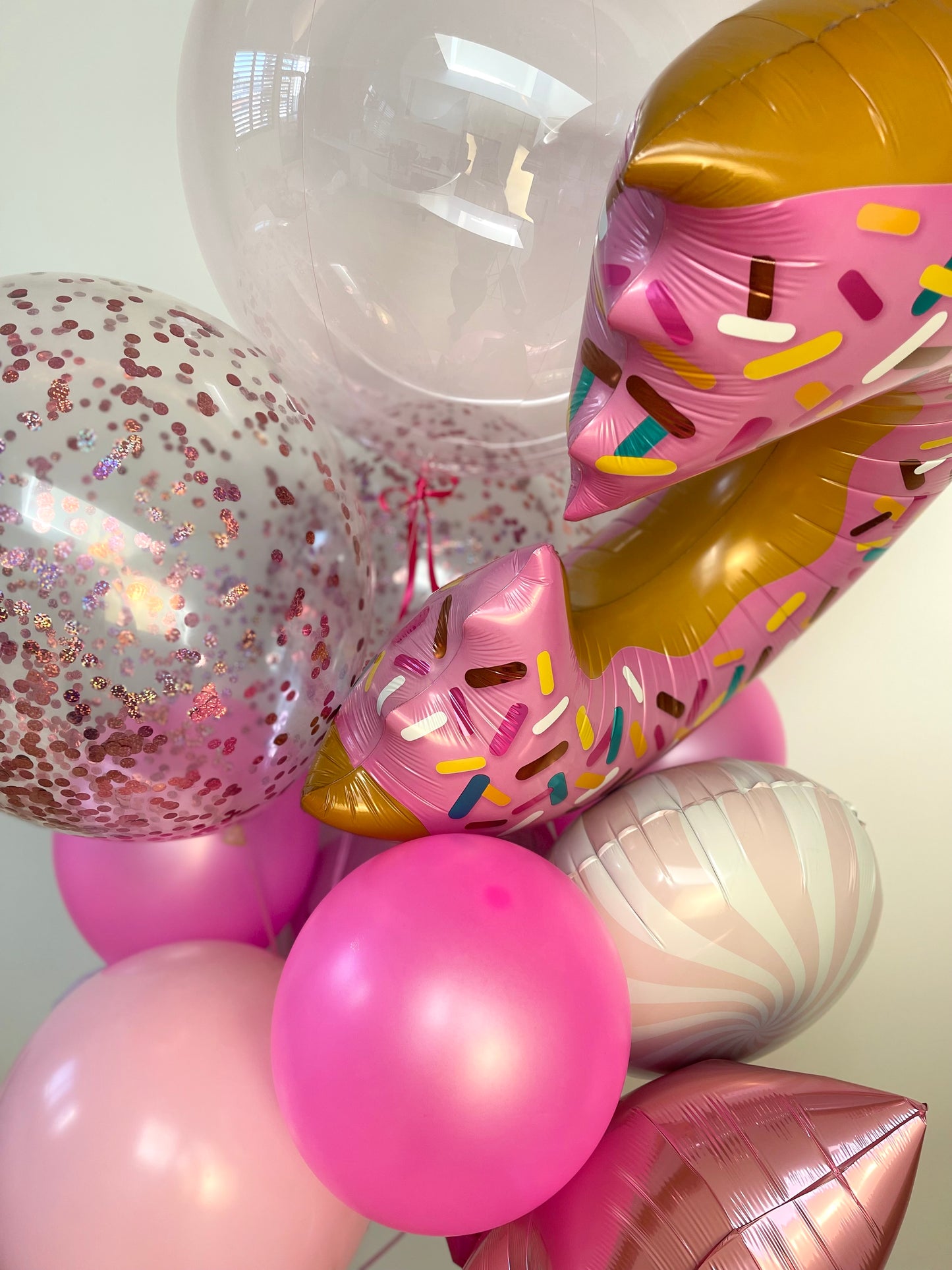 Extra Large Balloon Bouquet - Pink Flamingo, Donut, Hearts and Stars