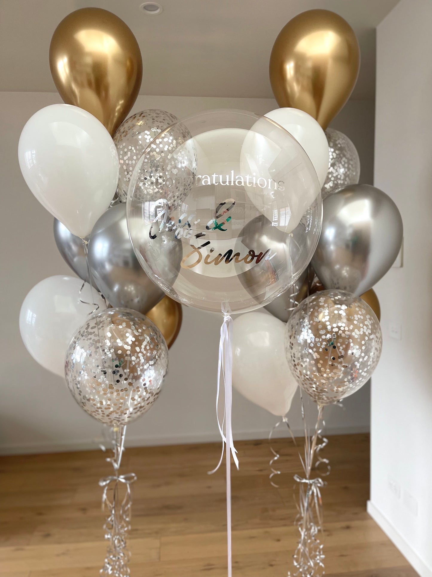 Luxury Gold and Silver Balloon Bouquet