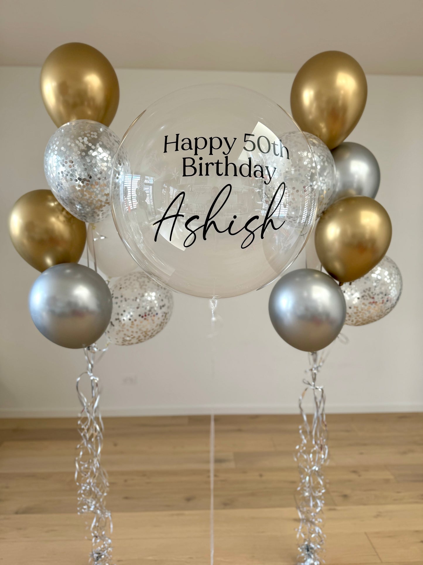 Luxury Gold and Silver Balloon Bouquet