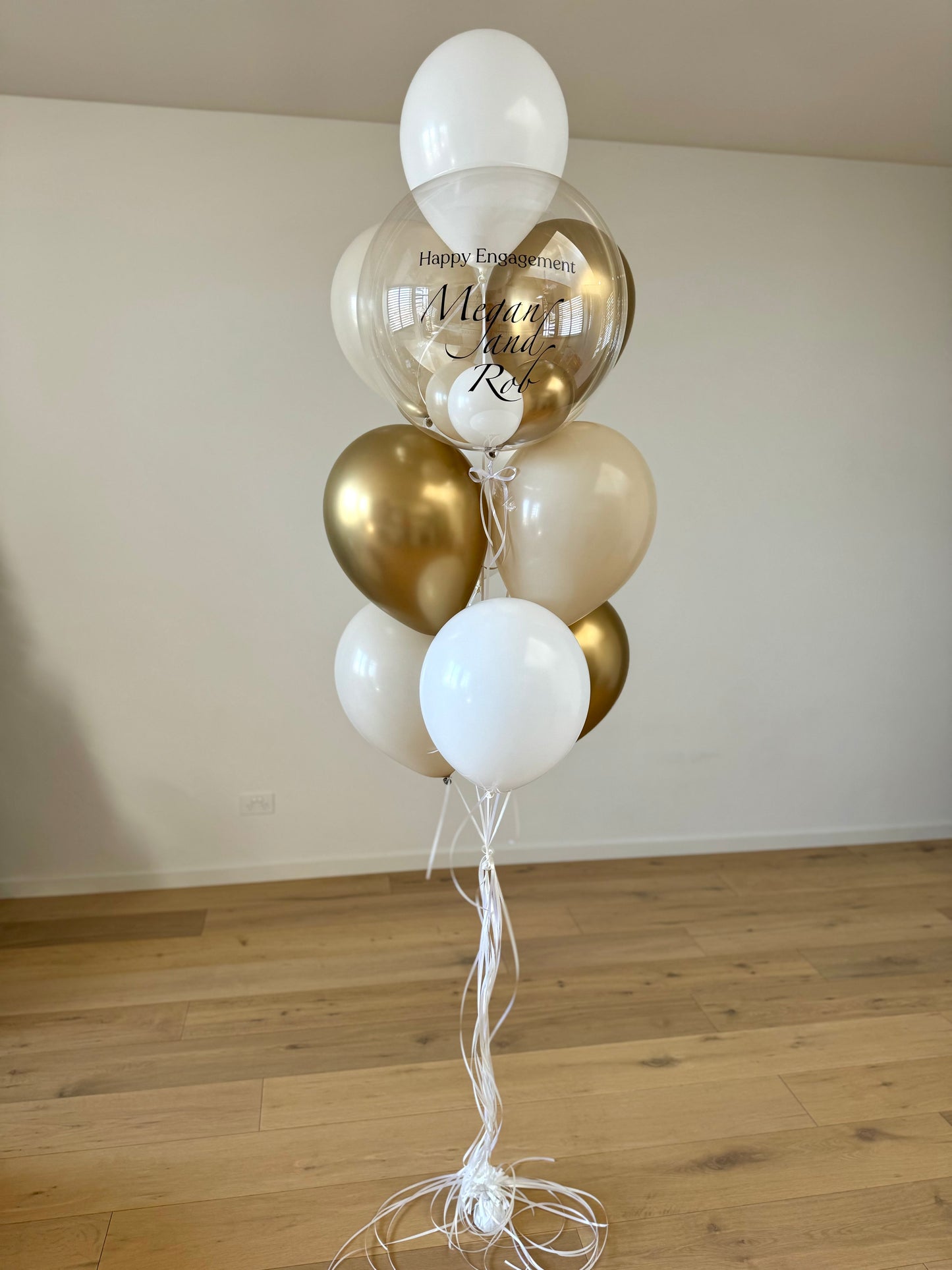 Personalised Balloon Bouquet - Gold, Beige, White