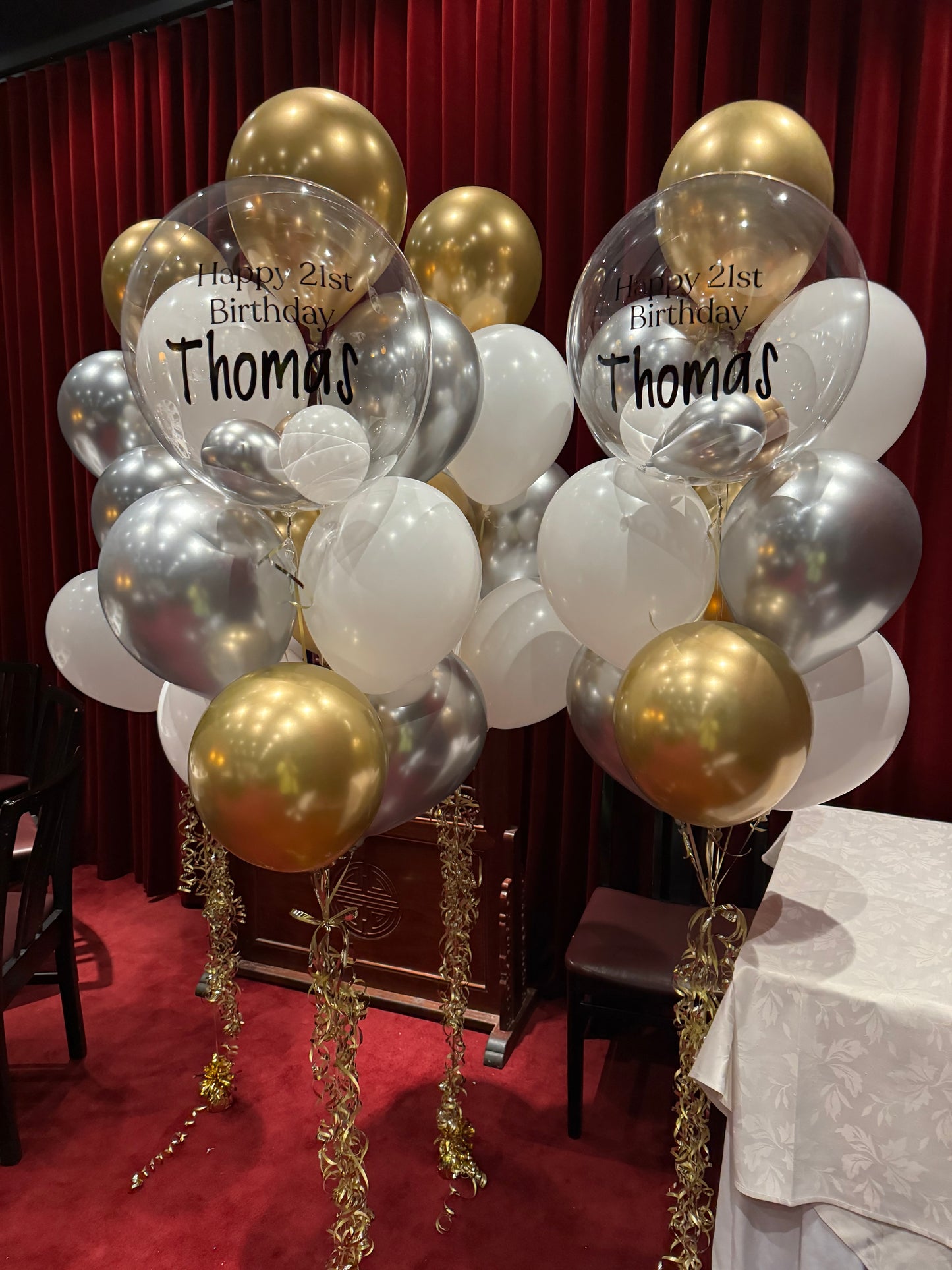 Personalised Balloon Bouquet with mini balloons - Gold, Silver and White