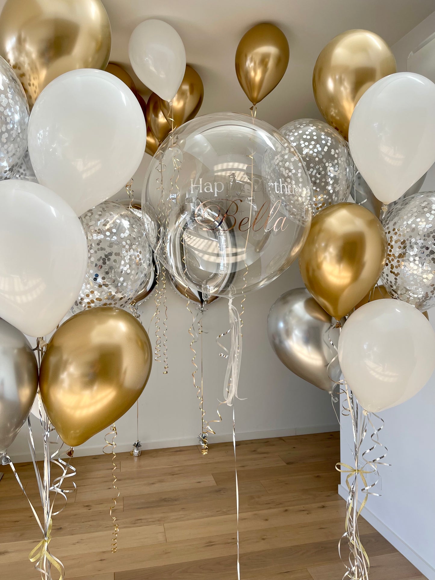 Luxury Gold and Silver Balloon Bouquet