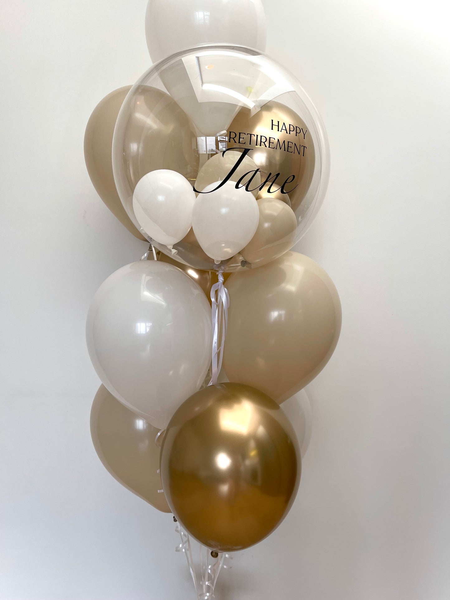 Personalised Balloon Bouquet - Gold, Beige, White