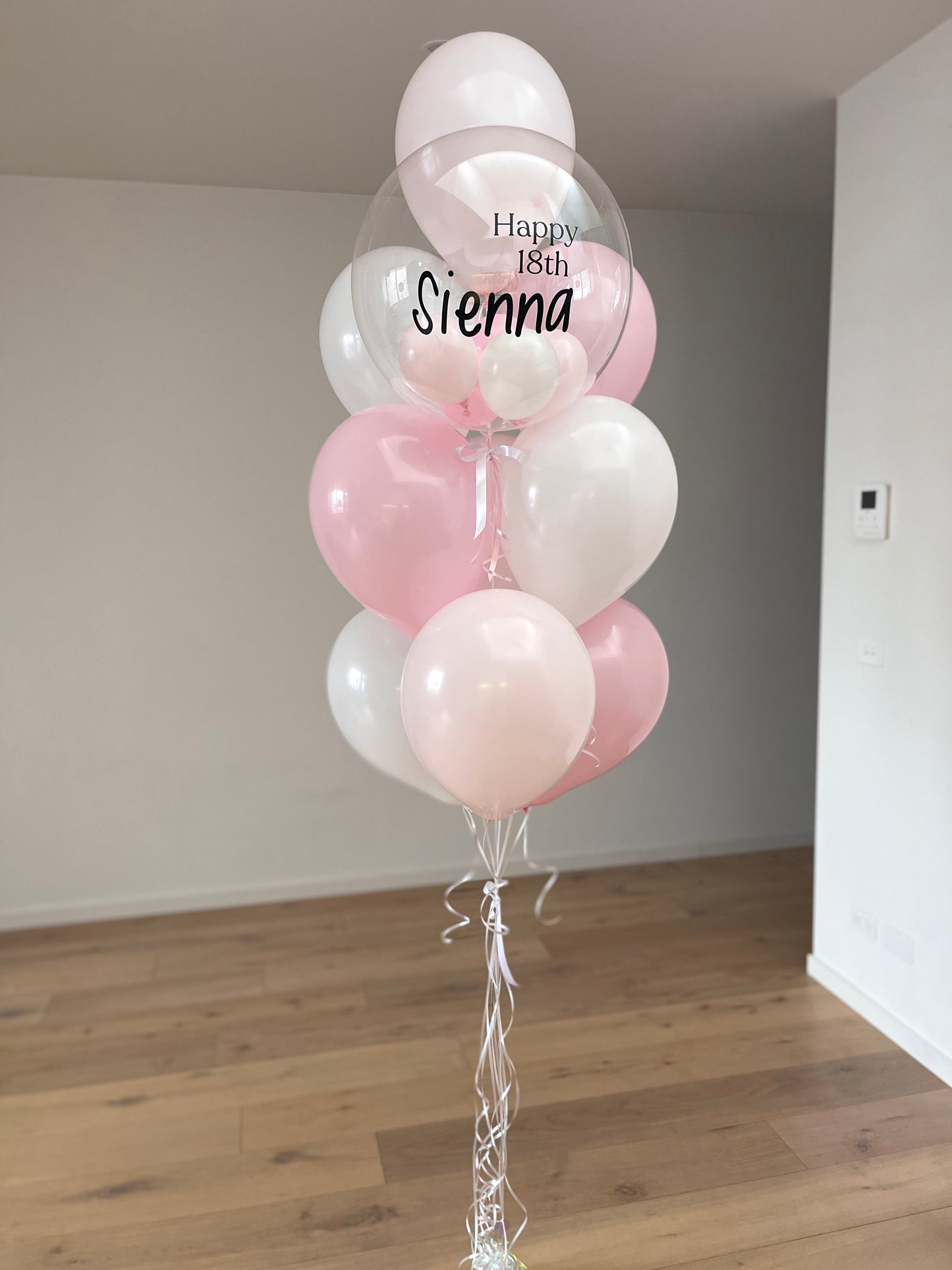 Personalised Balloon Bouquet with mini balloons - White and Pink