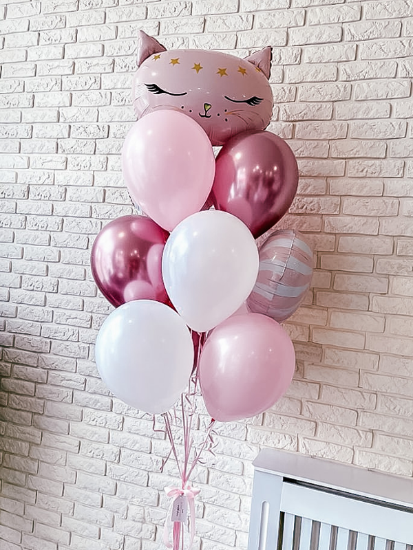 Pink Cat and Candy Balloon Bouquet