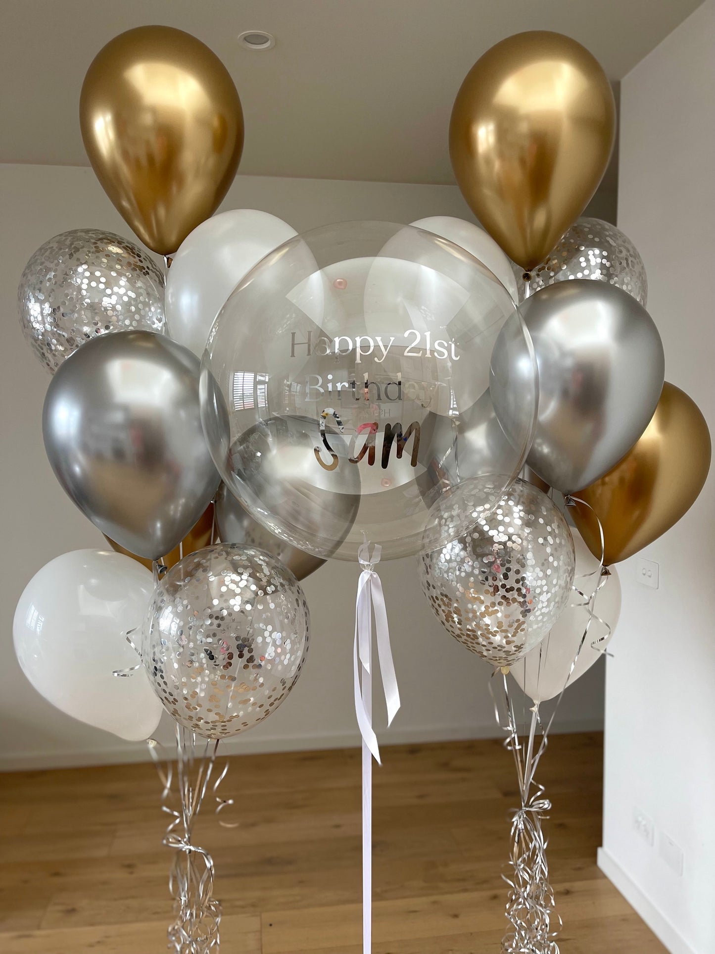 Luxury Gold and Silver Balloon Bouquet