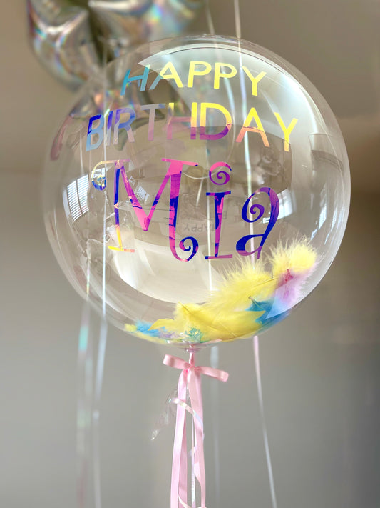 Small personalised balloon with Feathers