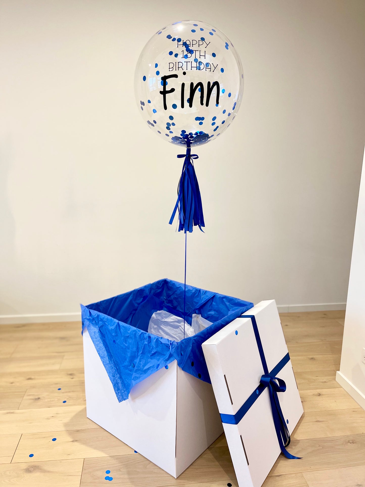 Personalised Blue Jumbo Balloon Box